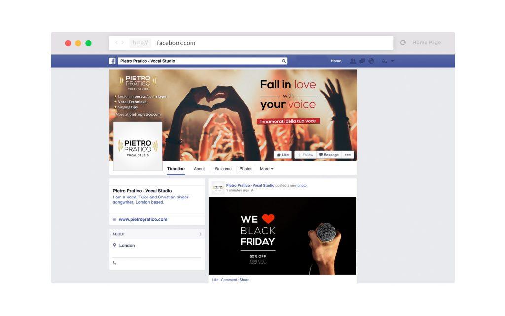 Copertina Facebook Black Friday - Pietro Pratico' Vocal Studio insegnante di canto